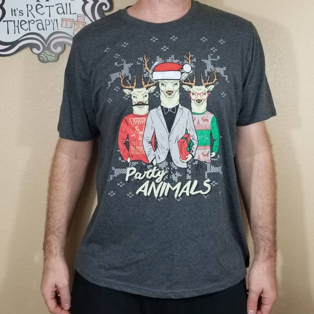 Christmas 3 Reindeers Light Up T-Shirt, x-Large